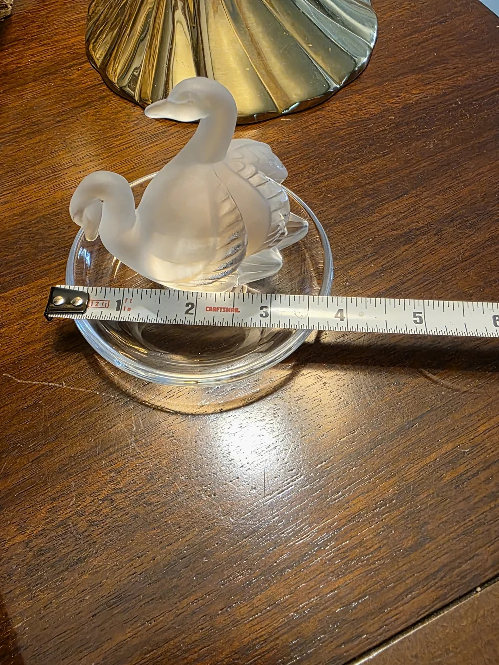 Lalique Frosted Crystal Swan Figurine in Clear and Frosted White